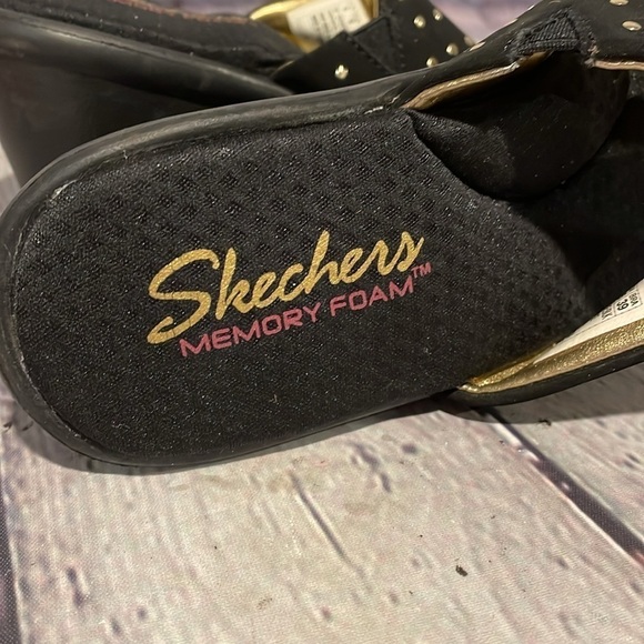 Skechers, black wedge sandals, size 9 - Picture 3 of 7